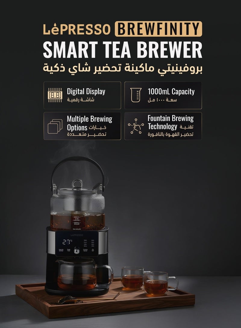 LePRESSO Brewfinity Tea and Coffee Brewer with Fountain Brewing Technology & Multiple Brewing Option / 1L Capacity / Digital Display / Keep Warm Function / Brew Coffee Maker - Black - Image 2